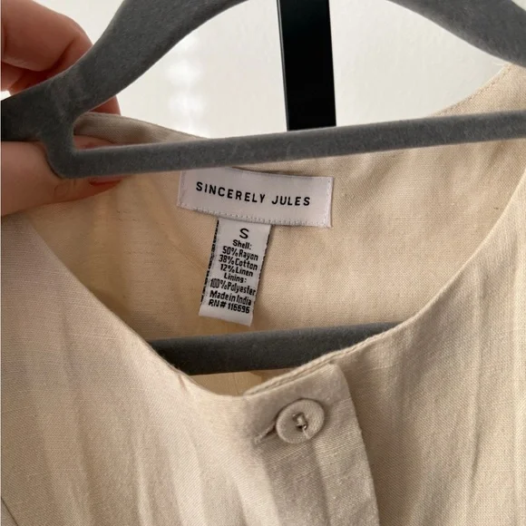 Sincerely Jules Sleeveless Cream Button-Down Dress Size S - Picture 3 of 3
